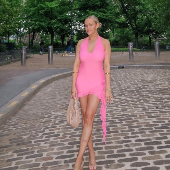 Lola Pink Mesh Ruffle Mini Dress - Picture 4 of 12